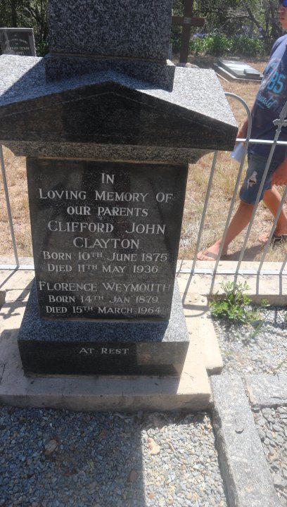 CLAYTON Clifford John 1875-1936 &amp; Florence Weymouth 1879-1964