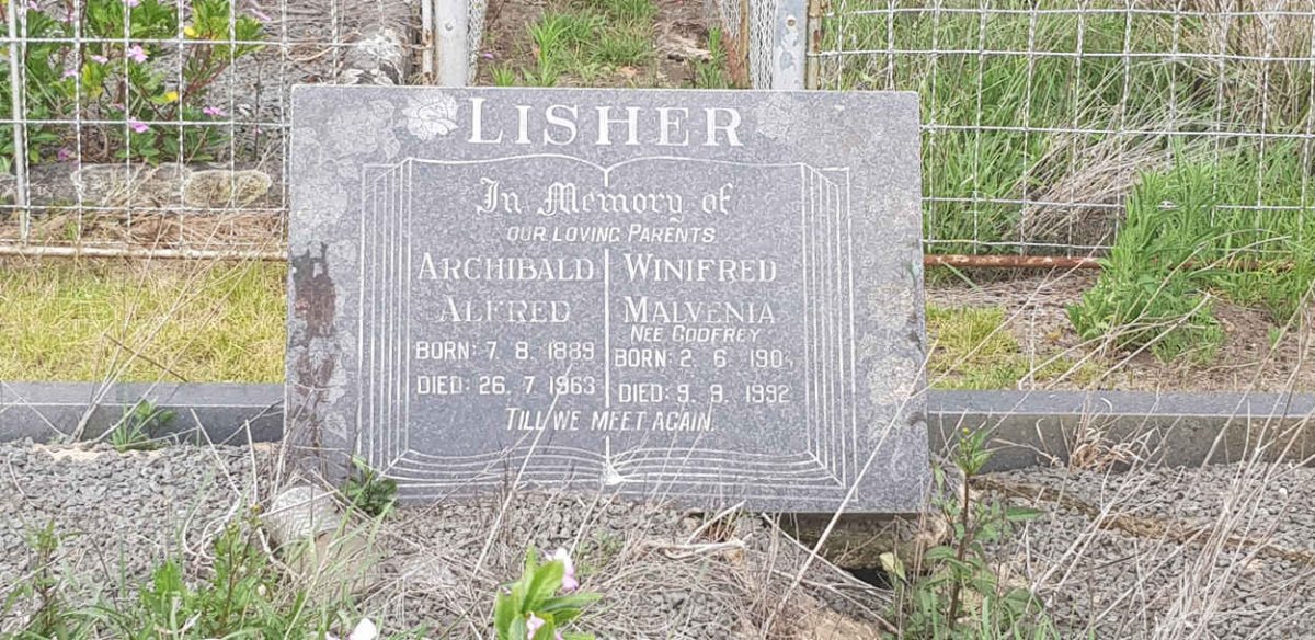 LISHER Archibald Alfred 1889-1963 &amp; Winifred Malvenia GODFREY 190?-1992