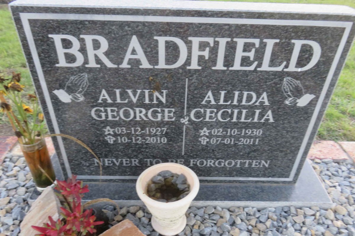 BRADFIELD Alvin George 1927-2010 &amp; Alida Cecilia 1930-2011