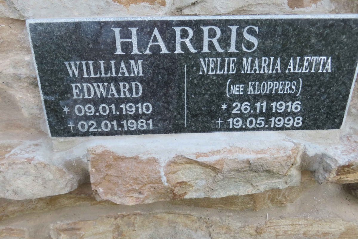 HARRIS William Edward 1910-1981 &amp; Nelie Maria Aletta KLOPPERS 1916-1998