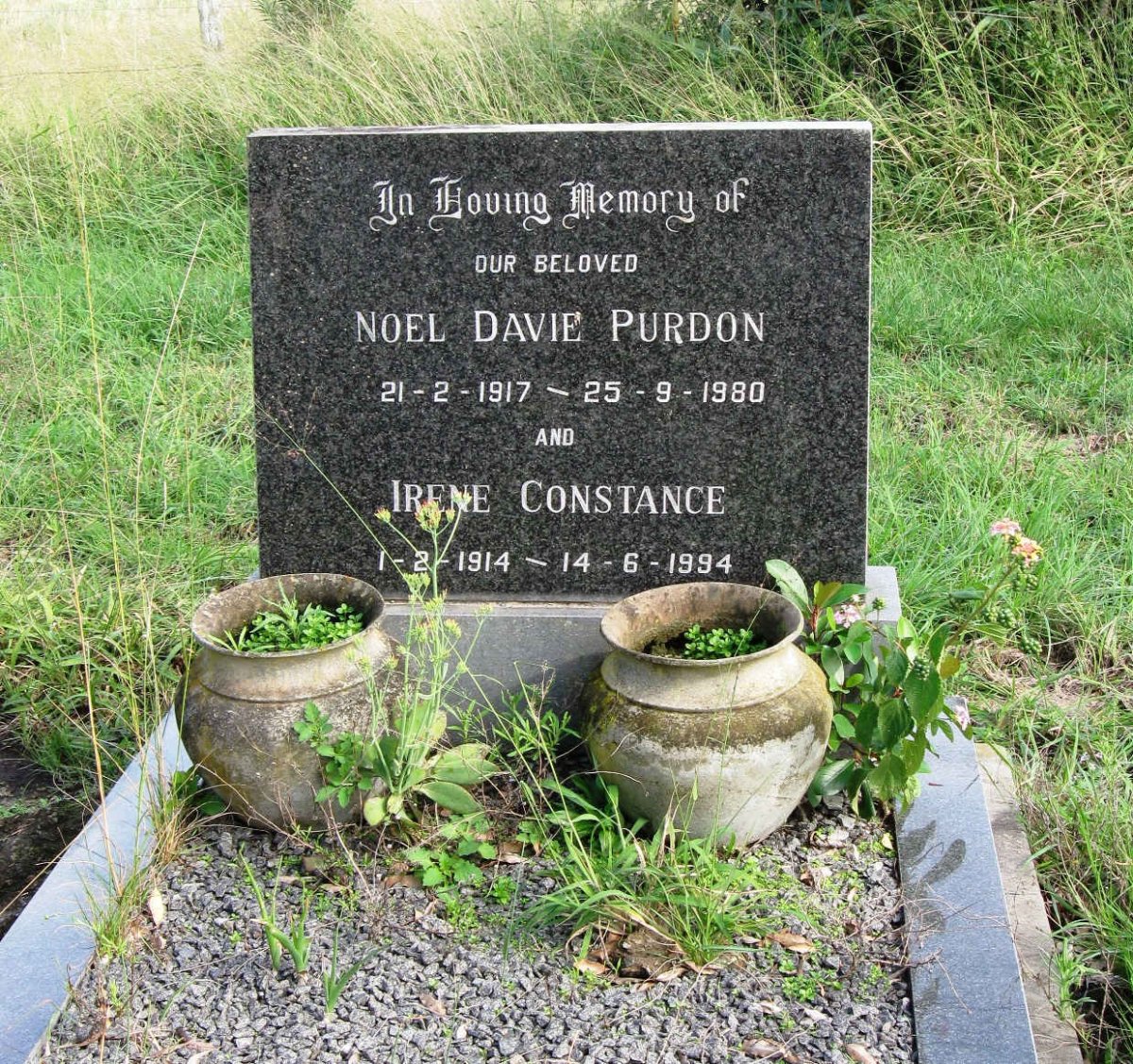 PURDON Noel Davie 1917-1980 &amp; Irene Constance 1914-1994