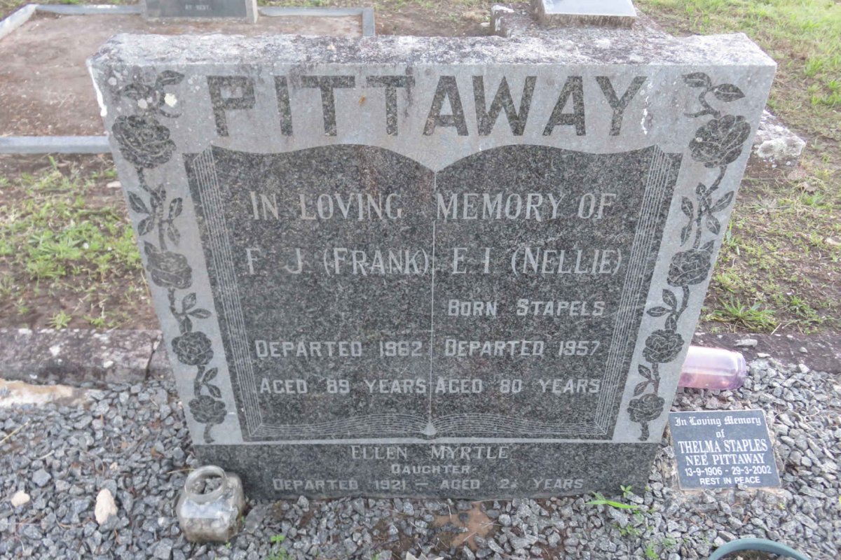 PITTAWAY  F.J. -1962 &amp; E.I. STAPLES -1957 :: PITTAWAY Ellen Myrtle -1921