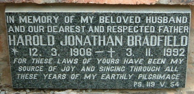 BRADFIELD Harold Jonathan 1906-1992