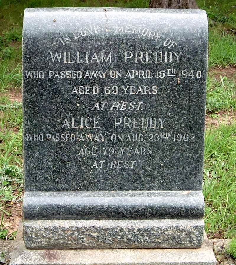 PREDDY William -1940 &amp; Alice -1962