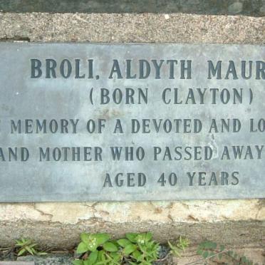 CLAYTON Maurice 1898-1969 &amp; Doris Ellaleen 1894-1951 :: BROLI Aldyth Maureen nee CLAYTON -1968 _2