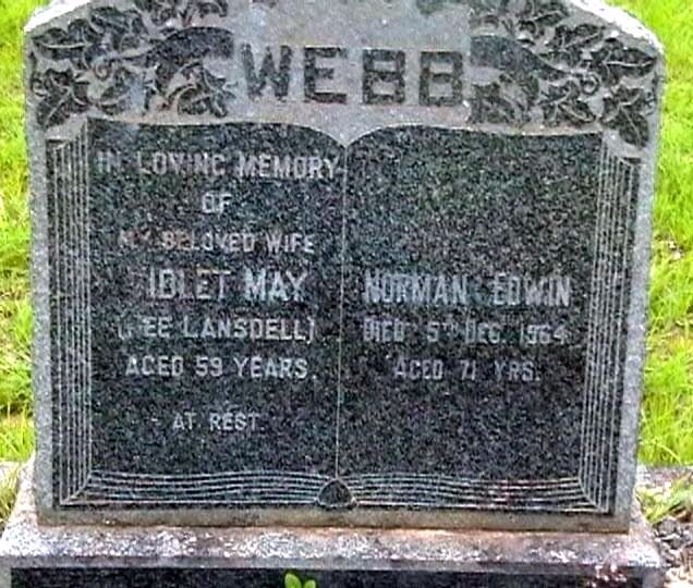 WEBB Norman Edwin -1964 &amp; Violet May LANSDELL