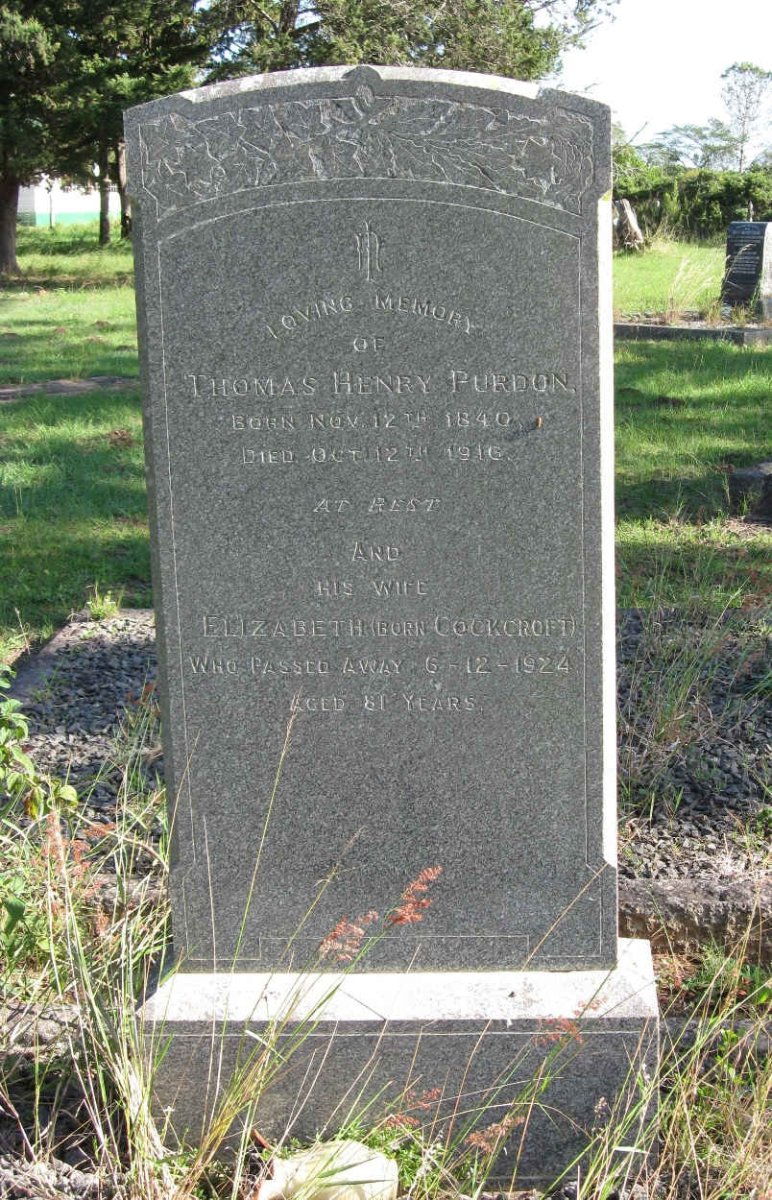 PURDON Thomas Henry 1840-1916 &amp; Elizabeth COCKCROFT -1924