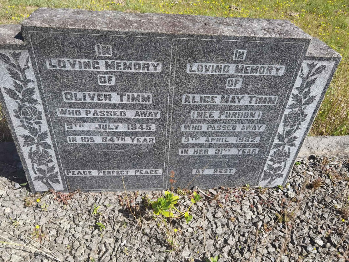 TIMM Oliver -1945 & Alice May PURDON -1962