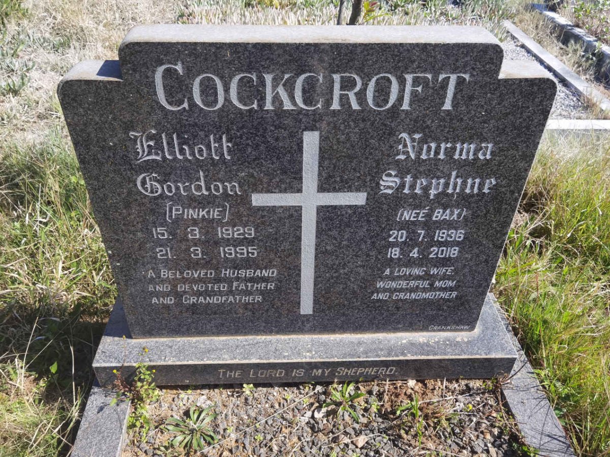 COCKCROFT Elliot Gordon 1929-1995 & Norma Stephne BAX 1936-2018