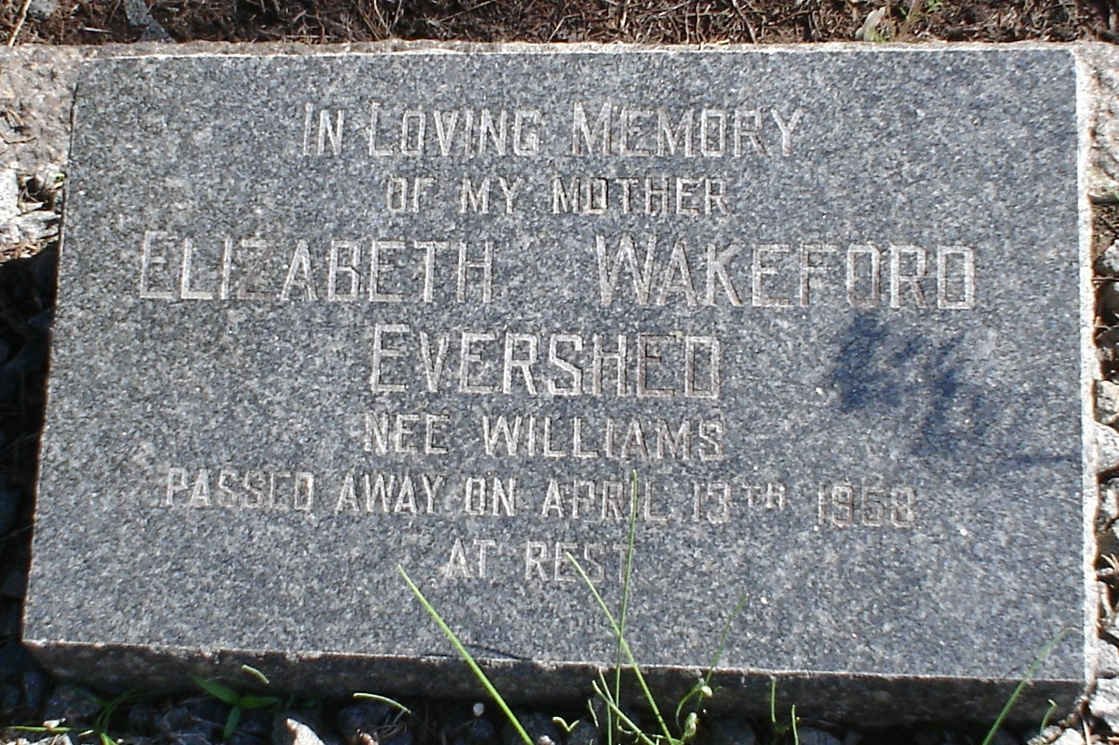 EVERSHED Elizabeth Wakeford nee WILLIAMS -1958