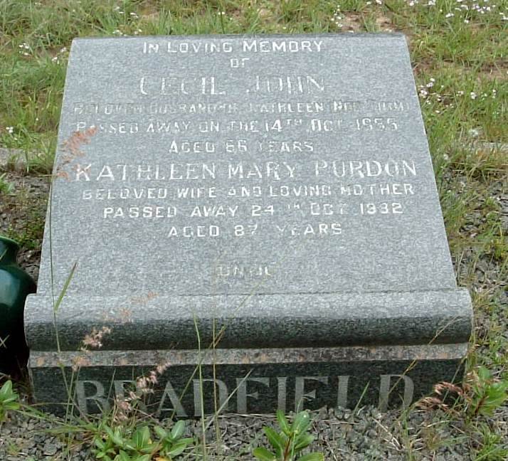 BRADFIELD Cecil John -1955 &amp; Kathleen Mary Purdon -19?2