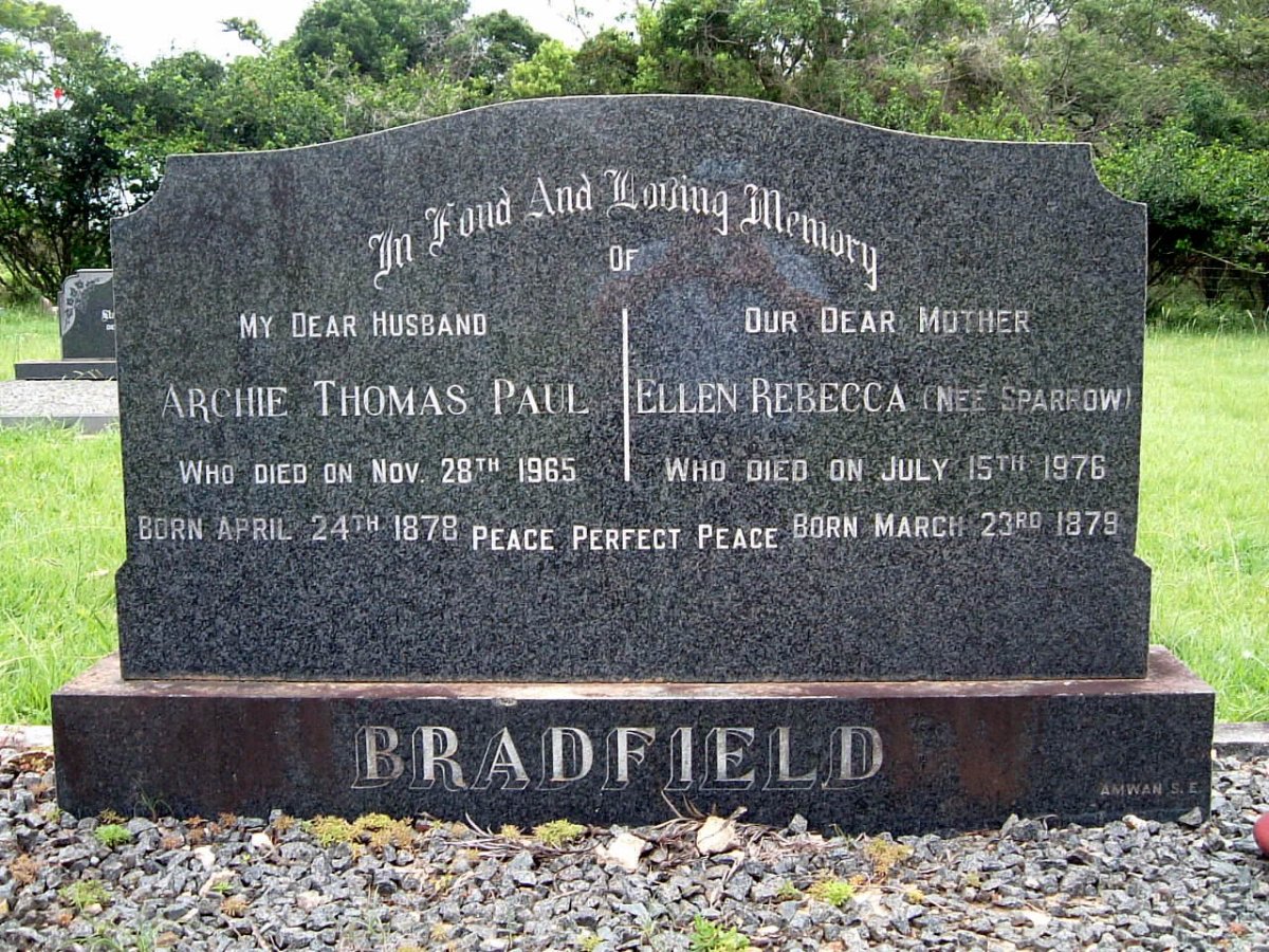BRADFIELD Archie Thomas Paul 1878-1965 &amp; Ellen Rebecca SPARROW 1879-1976