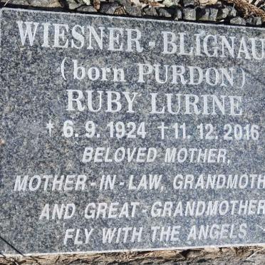 BLIGNAUT Ruby Lurine, WIESNER- nee PURDON 1924-2016