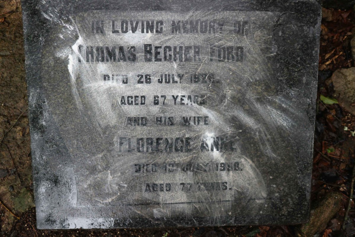 FORD Thomas Becher -1926 &amp; Florence Anne -1950