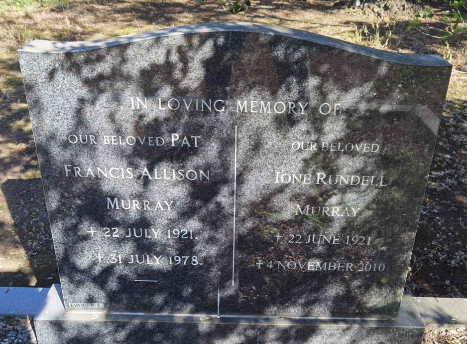 MURRAY Pat Francis Allison 1921-1978 & Ione Rundell 1921-2010