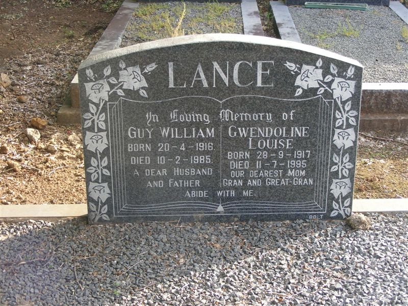 LANCE Guy William 1916-1985 &amp; Gwendoline Louise 1917-1995