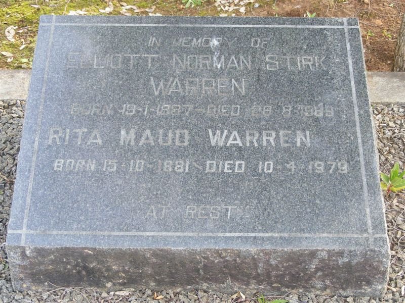 WARREN Elliot Norman Stirk 1887-1989 &amp; Rita Maude 1881-1979