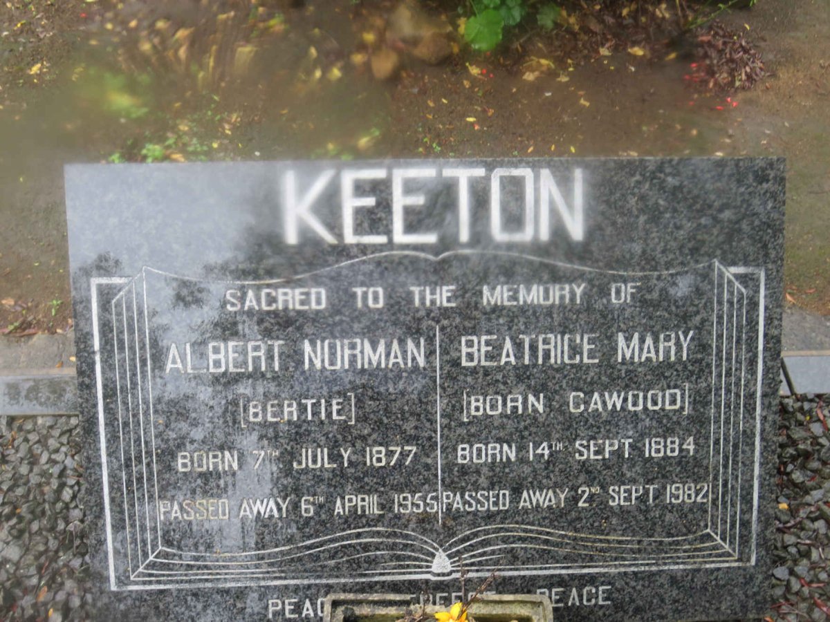 KEETON Albert Norman 1877-1955 &amp; Beatrice Mary CAWOOD 1884-1982