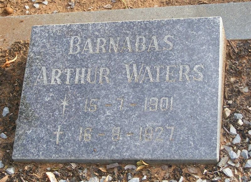 WATERS Barnabas Arthur 1901-1927