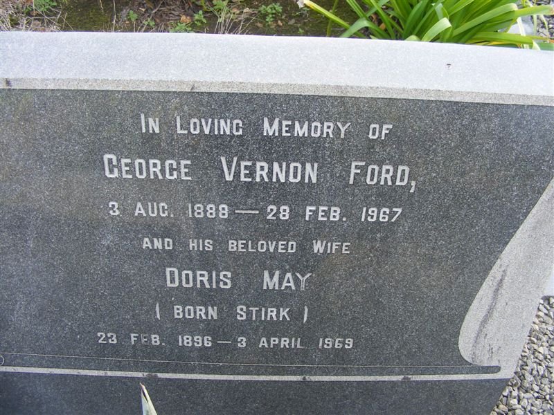 FORD George Vernon 1888-1967 &amp; Doris May STIRK 1896-1969