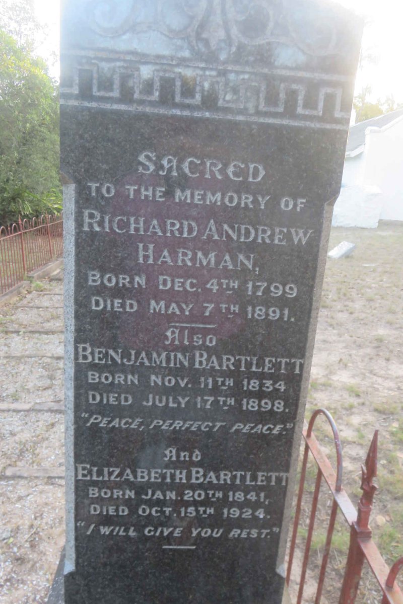HARMAN Richard Andrew 1799-1891 :: BARTLETT Benjamin 1834-1898 &amp; Elizabeth 1841-1924