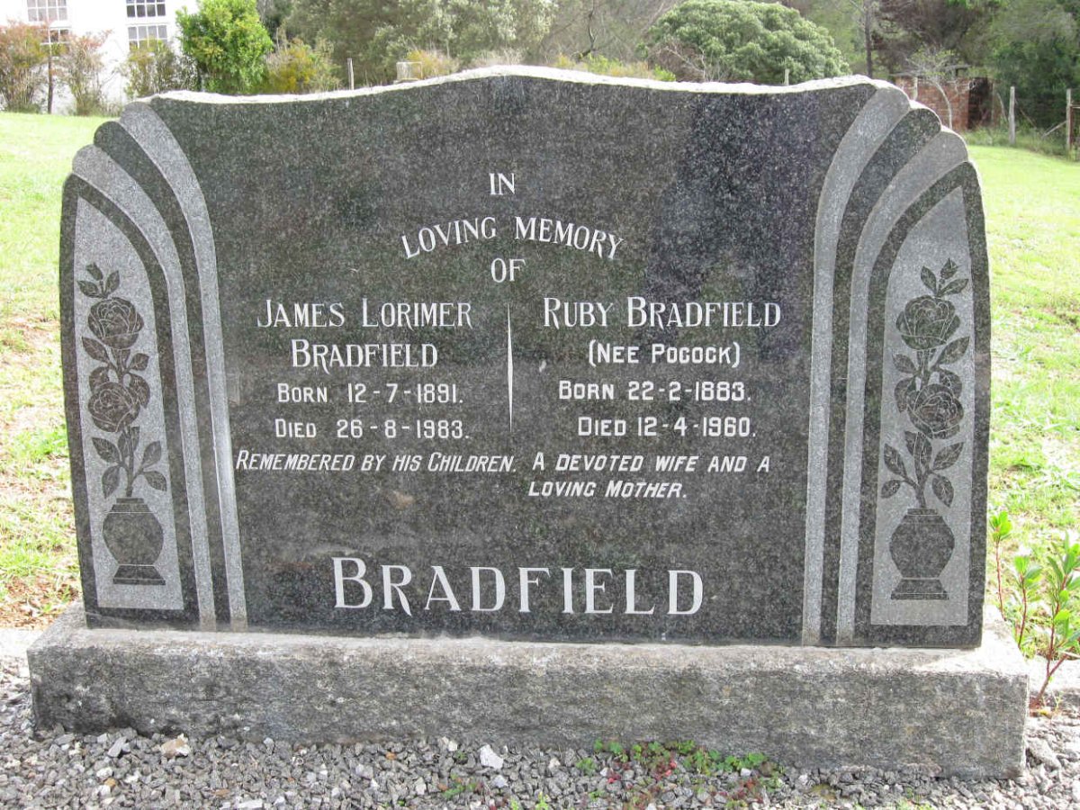 BRADFIELD James Lorimer 1891-1983 &amp; Ruby POCOCK 1883-1960