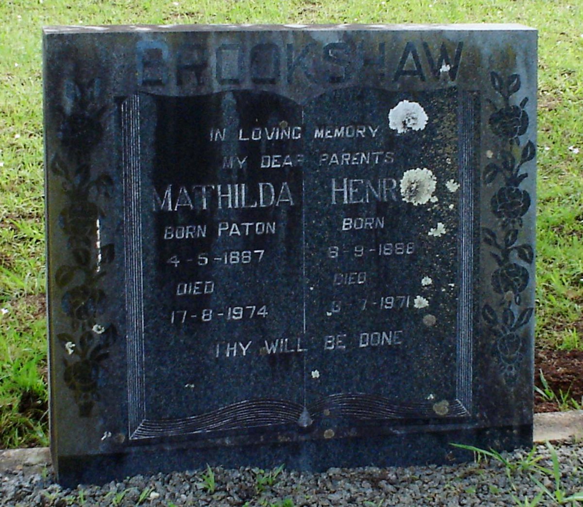 BROOKSHAW Henry 1888-1971 &amp; Mathilda PATON 1887-1974 