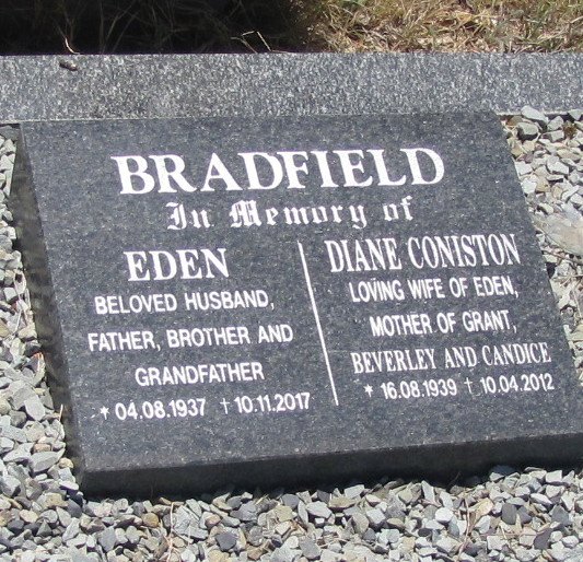 BRADFIELD Eden 1937-2017 &amp; Diane Coniston 1939-2012