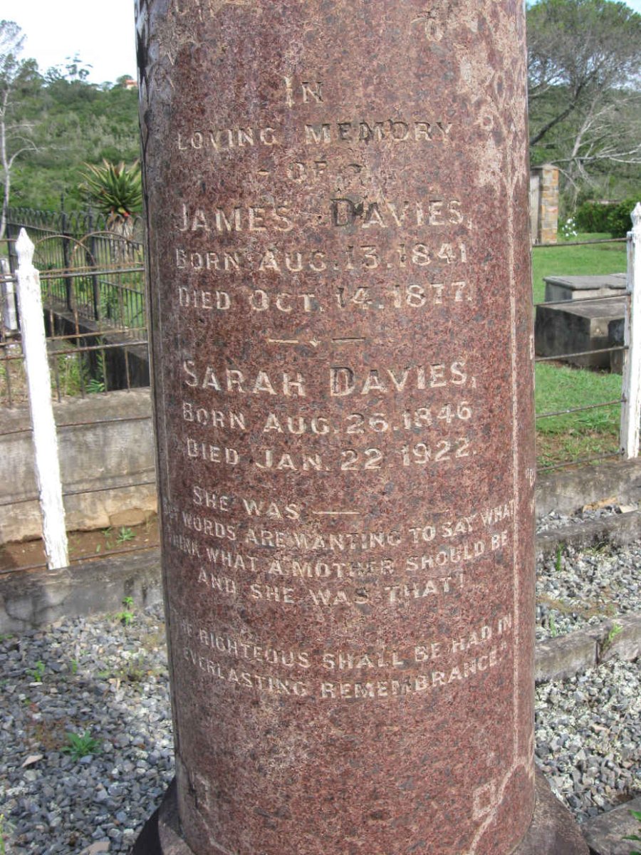 DAVIES James 1841-1877 &amp; Sarah 1846-1922