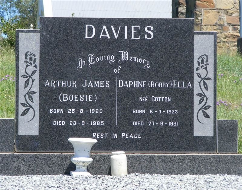 DAVIES Arthur James 1920-1985 &amp; Daphne Ella COTTON 1923-1991