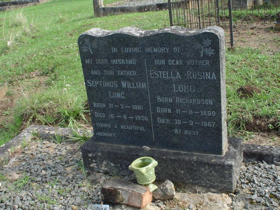 LONG Septimus William 1881-1956 &amp; Estella Rosina RICHARDSON 1890-1967