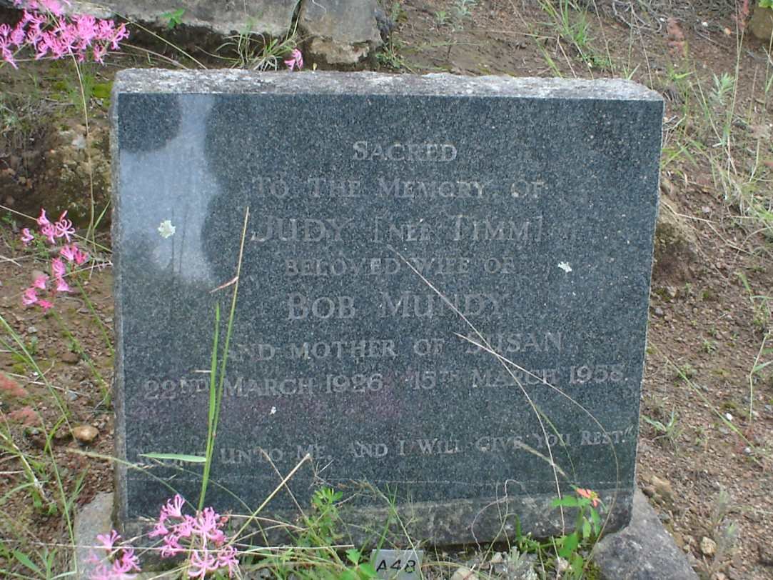 MUNDY Judy nee TIMM 1926-1958