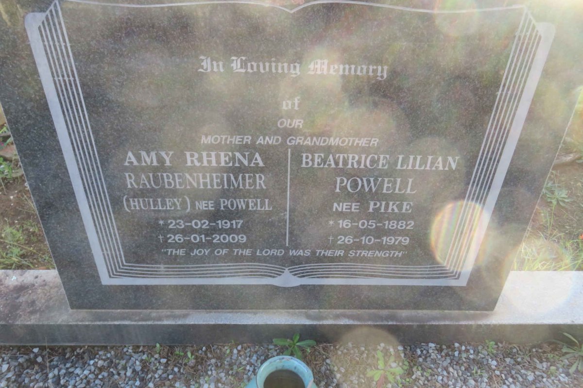 POWELL Beatrice Lilian nee PIKE 1882-1979 :: RAUBENHEIMER Amy Rhena nee POWELL 1917-2009