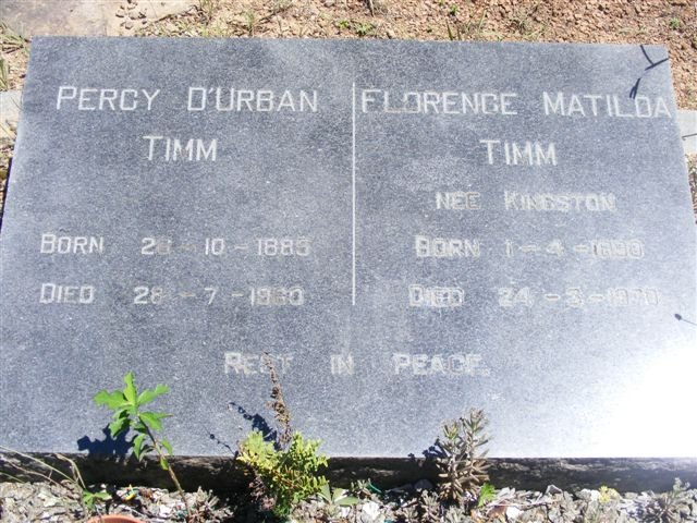 TIMM Percy D'Urban 1885-1960 &amp; Florence Matilda KINGSTON 1890-1970