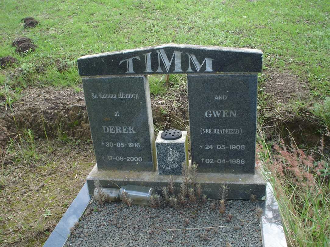 TIMM Derek 1916-2000 &amp; Gwen BRADFIELD 1908-1986