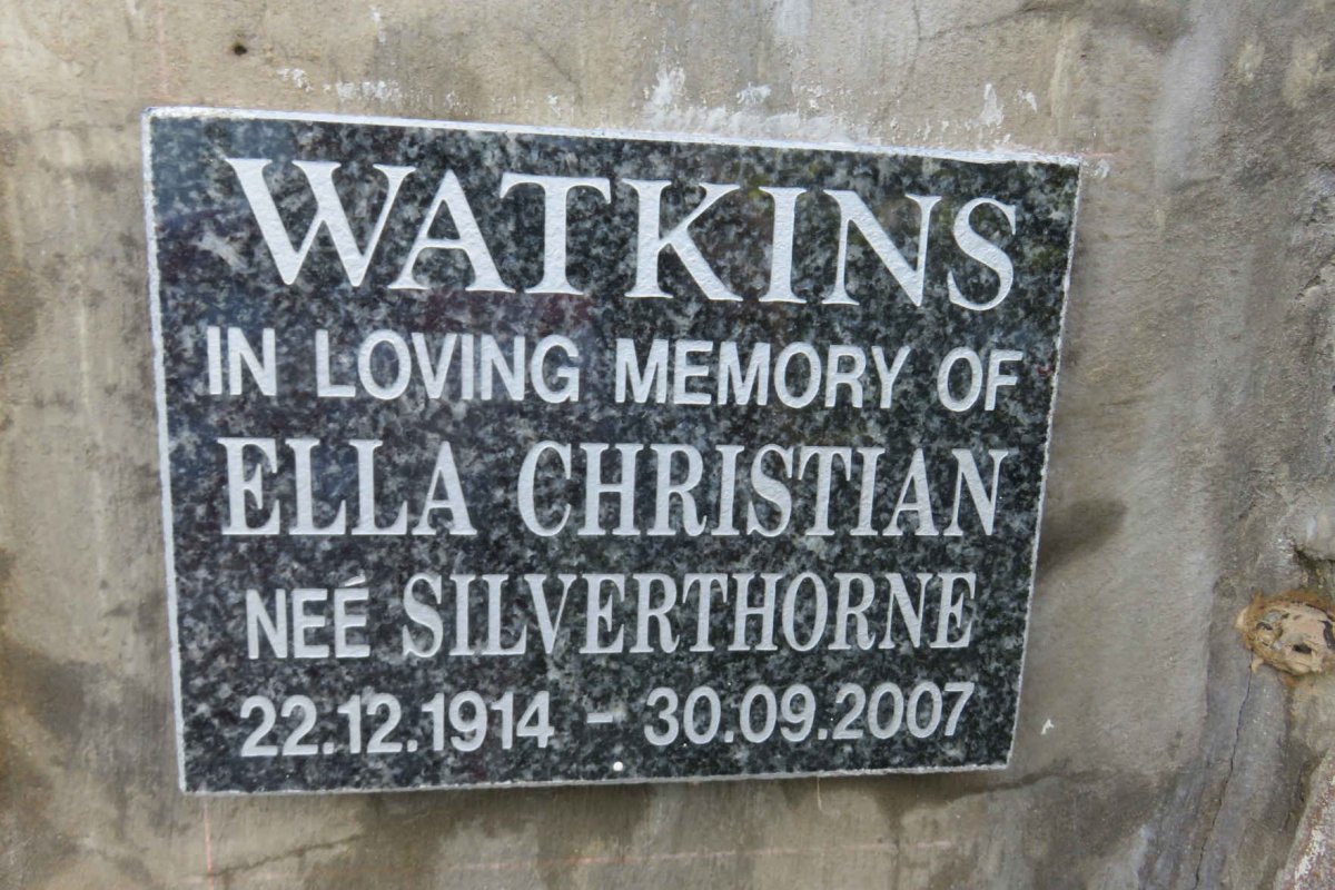 WATKINS Ella Christian nee SILVERTHORNE 1914-2007