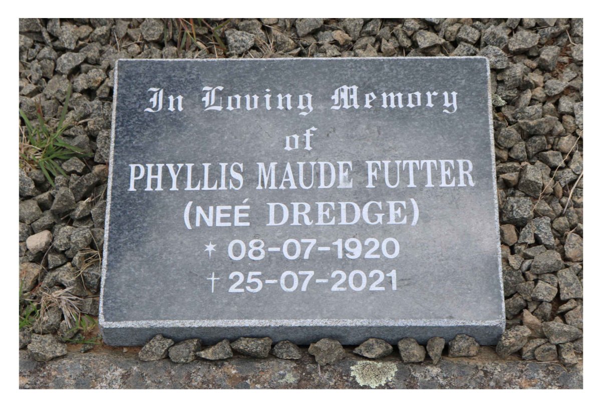 FUTTER Phyllis Maude nee DREDGE 1920-2021