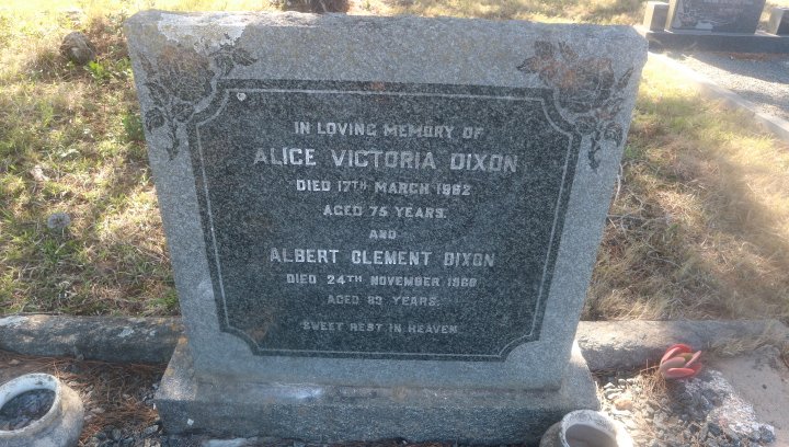 DIXON Albert Clement -1968 &amp; Alice Victoria -1962