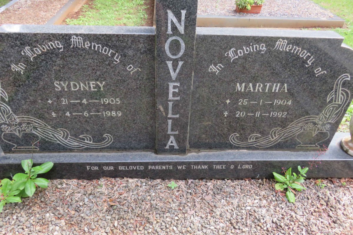 NOVELLA Sydney 1905-1989 &amp; Martha 1904-1992