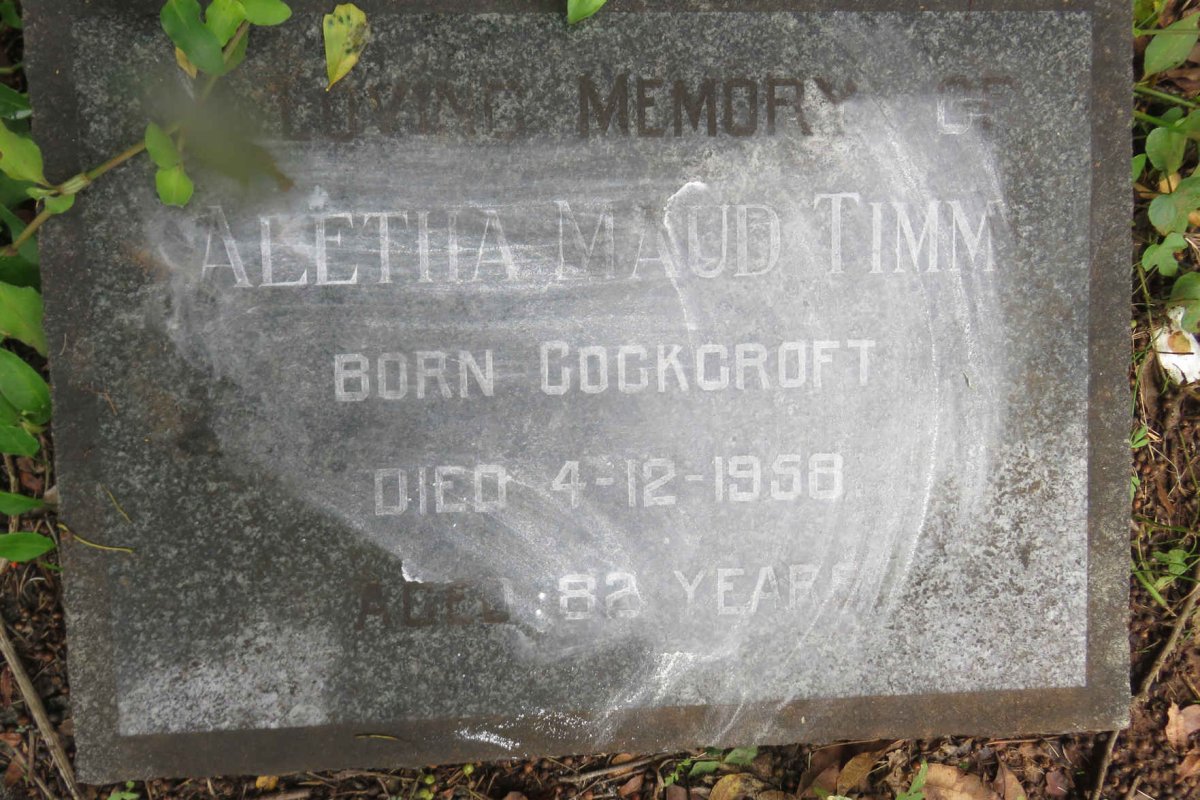 TIMM Aletha Maud nee COCKROFT -1958