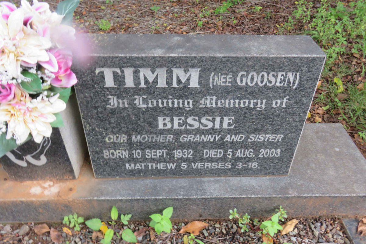 TIMM Ivan Graham 1932-1996 &amp; Bessie GOOSEN 1932-2003