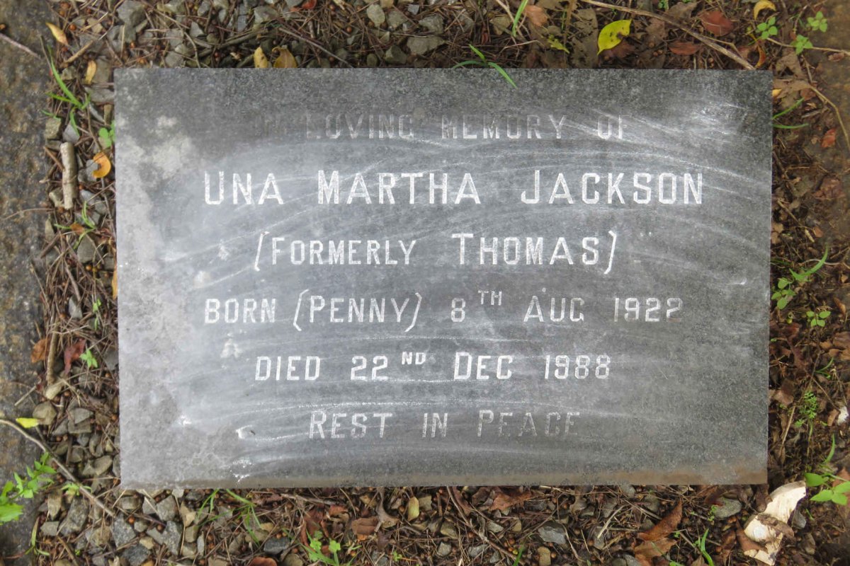 JACKSON Una Martha formerly THOMAS nee PENNY 1922-1988
