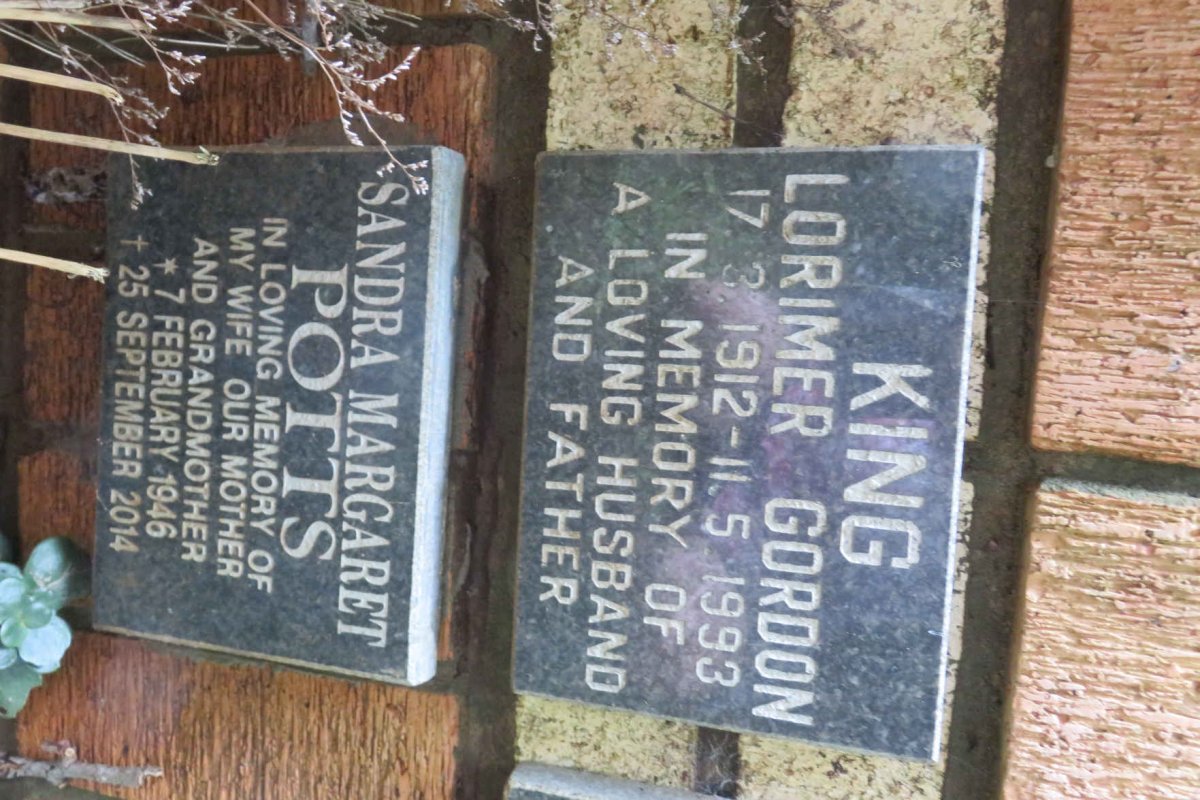 POTTS Sandra Margaret 1946-2014 :: KING Lorimer Gordon 1912-1993