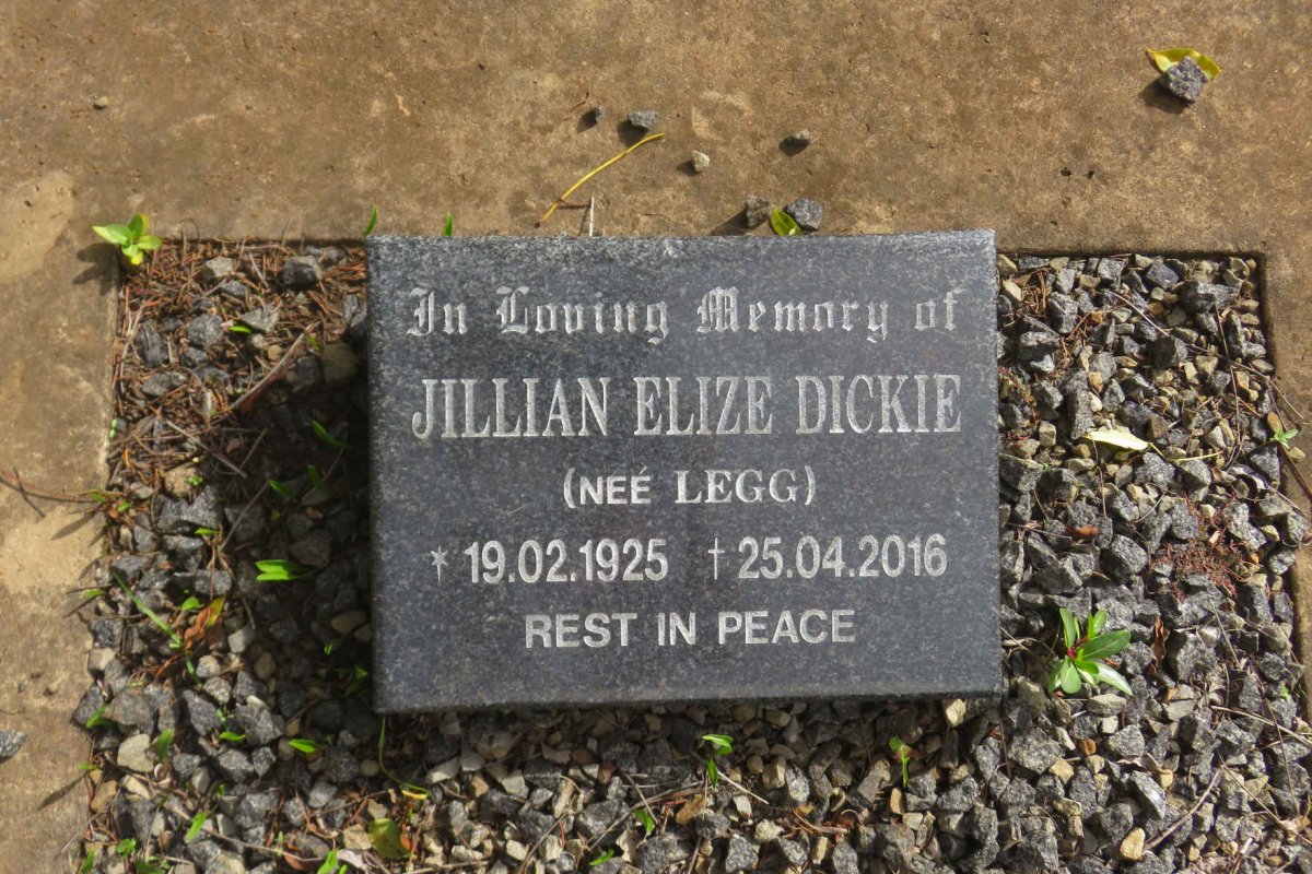 DICKIE Jillian Elize nee LEGG 1925-2016