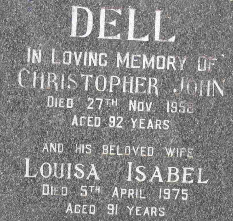 DELL Christopher John -1958 &amp; Louisa Isabel -1975