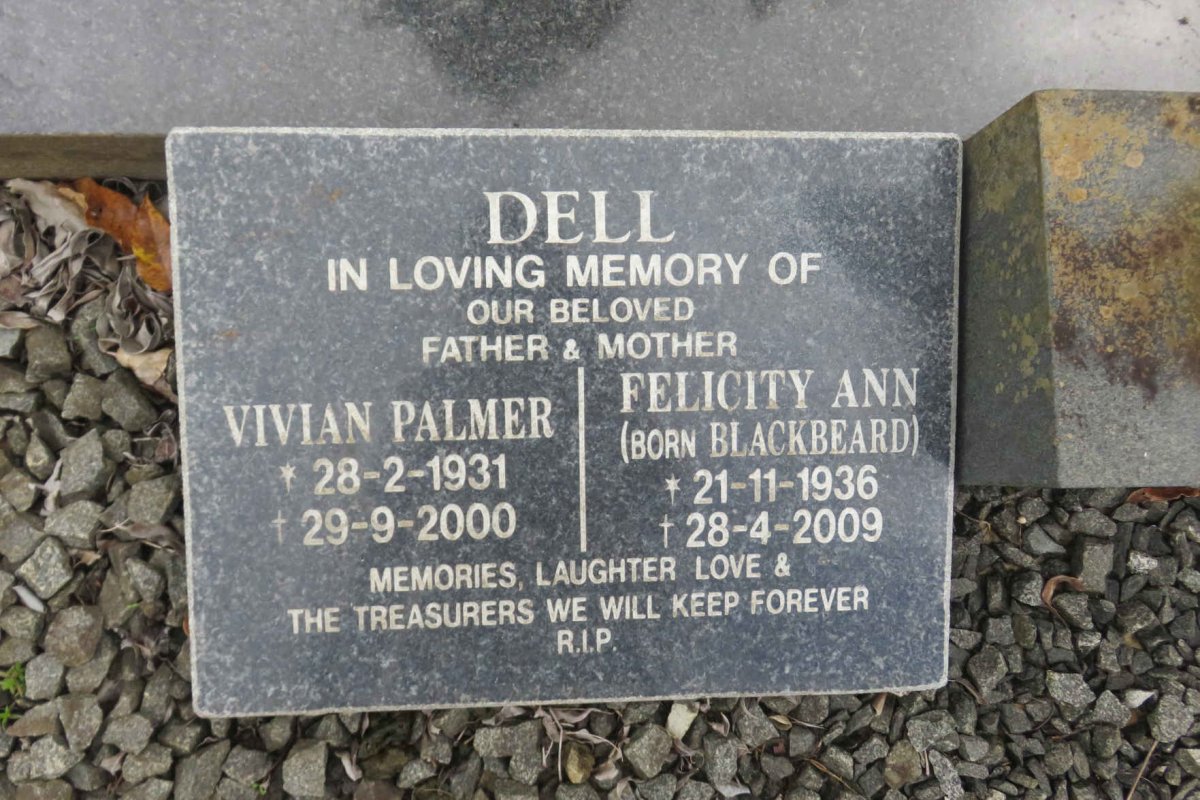 DELL Vivian Palmer 1931-2000 &amp; Felicity Ann BLACKBEARD 1936-2009