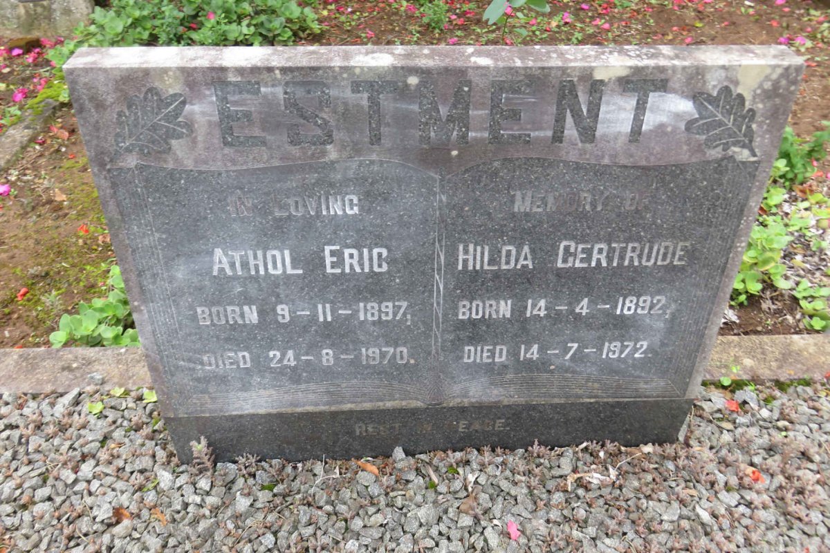 ESTMENT Athol Eric 1897-1970 &amp; Hilda Gertrude 1892-1972