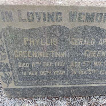 GREEN Gerald Arthur -1957 &amp; Phyllis TIMM -1997