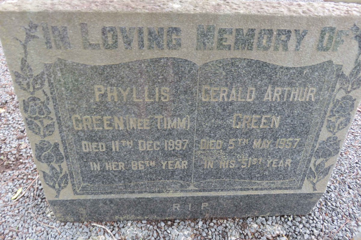 GREEN Gerald Arthur -1957 &amp; Phyllis TIMM -1997