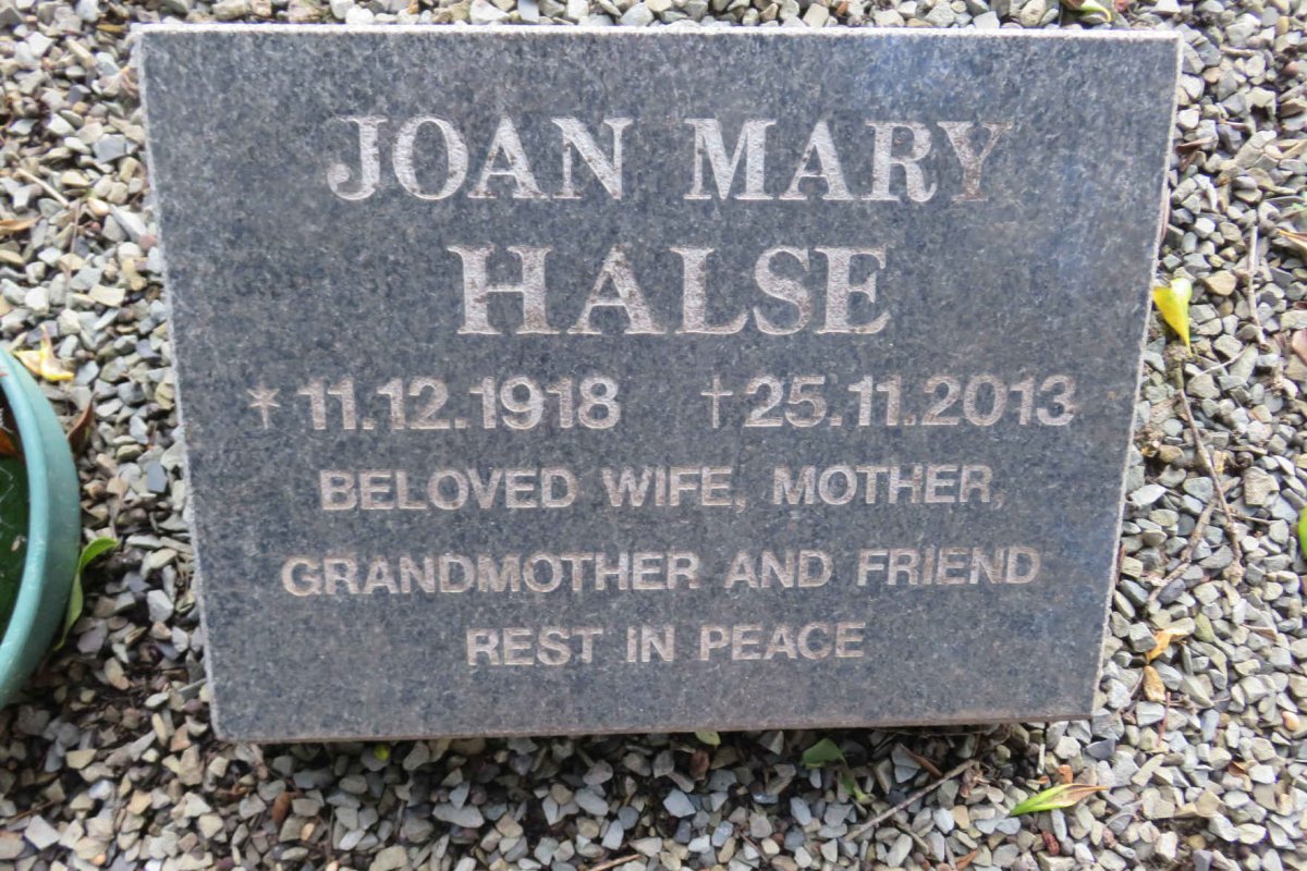 HALSE Joan Mary 1918-2013